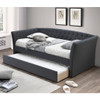 Daybed With Trundle Button Tufted Slat Included - Charcoal