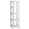 4 Tier All Steel Rotating Bookshelf With 360° Wheels, Large Size Sturdy & Spacious Book Rack, New Style Bookshelf - White