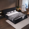Upholstered Platform Bed With Special Shaped Headboard