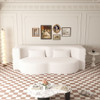 Modern Floor Sofa, With 2 Pillows, Convertible Teddy Fabric Foam Filled Bed
