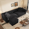 3 In 1 Convertible Sleeper, Deep Seat Pull Out Sofa Bed, Button Tufted
