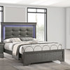 Bed With Square Button Tufting And LED Lights