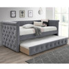 Contemporary Button Tufted Daybed With Slat Trundle