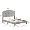 Queen Platform Upholstered Bed Button Tufted With Curve Design, Strong Wood Slat Support - Gray