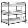 Triple Bunk Bed, Full Size With Sturdy Metal Frame And Safe Stairs - Black