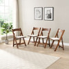 Solid Wood Upholstered Folding Chair Set, Dining Room (Set of 4)