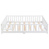 Solid Wood Floor Bed With Door And Fence For Children