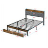 Modern Bed Frame With LED Lights, Upholstered Headboard, USB Charging