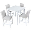 5 Piece Counter Height Table Set, Square Table And 4 Upholstered Chairs