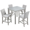 5 Piece Counter Height Table Set, Square Table And 4 Upholstered Chairs