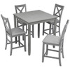 5 Piece Dining Table Set, Wooden Dining Square Table Set For 4