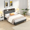 Modern Upholstered Platform Bed Frame With Button Tufted Headboard And USB Ports