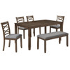 Elegant 6 Piece Dining Table Set With 4 Chairs And Bench