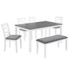Elegant 6 Piece Dining Table Set With 4 Chairs And Bench