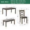 Elegant 6 Piece Dining Table Set With 4 Chairs And Bench