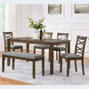 Elegant 6 Piece Dining Table Set With 4 Chairs And Bench