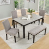 6 Piece Dining Table Set With Bench And Chairs