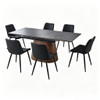 Extendable Dining Table With Cone Base And 6 Dining Chairs - Brown / Black