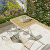 Modern Folding Square Table, Water Proof And Wear Resistant - Apricot / White