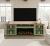 97" Fireplace TV Stand Console For TVs Up To 100" - Sage Green And Fruitwood Finish