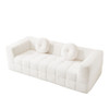 Boneless 3 Seater Sofa With Circular Throw Pillows - Beige