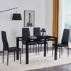 Modern 5 Piece Dining Table Set With Glass Top And Chairs - Black