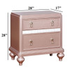 Nightstand With Mirror Accent Panels, 2 Drawer Design - Rose Gold