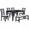 Dining Set 6 Piece With Table And Upholstered X Back Chairs - Charcoal