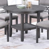 5 Piece Dining Set With Storage Shelves Round Table And Upholstered Side Chairs - Gray