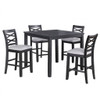 Dining Table Set With 4 Cross Back Chairs, Upholstered Cushions - Charcoal