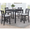 Dining Table Set With 4 Cross Back Chairs, Upholstered Cushions - Charcoal
