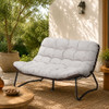 Patio Loveseat Sofa With Extra Thick Tufted Cushion - Brown