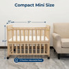 Portable Bedside Bassinet With 3 Adjustable Heights, Mini Crib For Newborns - Natural Wood