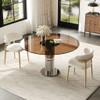 Round Dining Table & Tempered Glass Top - Brown