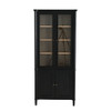Vintage Display Cabinet With Double Glass Doors, Traditional Style For Collectibles, Ash Wood Veneer, 73.25" Tall - Black / Natural