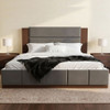 Modern Upholstered Platform Bed With Extended Headboard