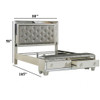 Glamorous Tufted Headboard Bed With Mirror Trim
