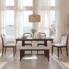 Farmhouse Dining Set With 4 Upholstered Chairs & 1 Bench