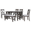 6 Piece Family Dining Room Set, Space Saving Foldable Table And 4 Chairs With Bench
