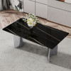 Modern Minimalist Dining Table With Imitation Marble Glass Desktop And Metal Legs