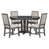 5 Piece Dining Set With Extendable Round Table And Upholstered Chairs