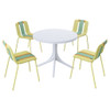 4 Piece Set Of Color Block Designed Single Chairs With Round Table - Grain Yellow / Haze Green / Tropical Orange / White
