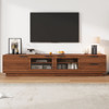 TV Stand With 2 Drawers, Doors & Cable Management, Soft Closing Hinges - Walnut