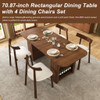 Dining Set With 4 Chairs, Table With Drawers & Open Shelf - Walnut