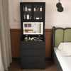 3 In 1 Vanity Table With LED Mirror & Storage Stool, Flip Top Makeup Dressing Table With Adjustable Lights, 5 Storage Spaces Cosmetic Organizer For Bedroom - Black