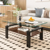 Modern Rectangular Coffee Table With Tempered Glass Top Layer, Table For Living Room - Transparent