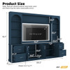 Arched Entertainment Center Wall Unit With Drawers With Adjustable Shelves For Living Room - Blue