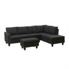 L - Shaped 3 Piece Sectional Sofa With Chaise, Storage Ottoman & Cup Holders