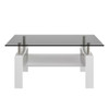 Modern Rectangular Coffee Table With Tempered Transparent Glass Top And Storage Shelf