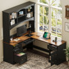 Space Saving L-Shaped Computer Desk With Keyboard Tray & Charging Stations